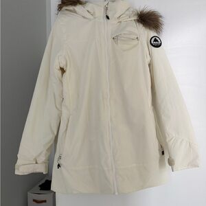 Burton Women's Cream Ski Jacket with Fur Hood
